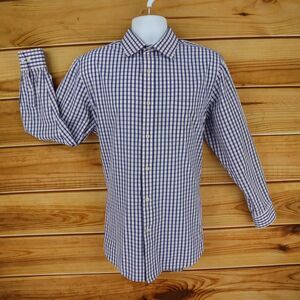 Croft & Barrow Dress Shirt‎ Mens 16.5 Blue Plaid Easy Care Classic Spread Collar
